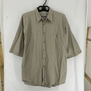 True Identity Short Sleeve Plaid Button Up Shirt Men’s 2XL Beige